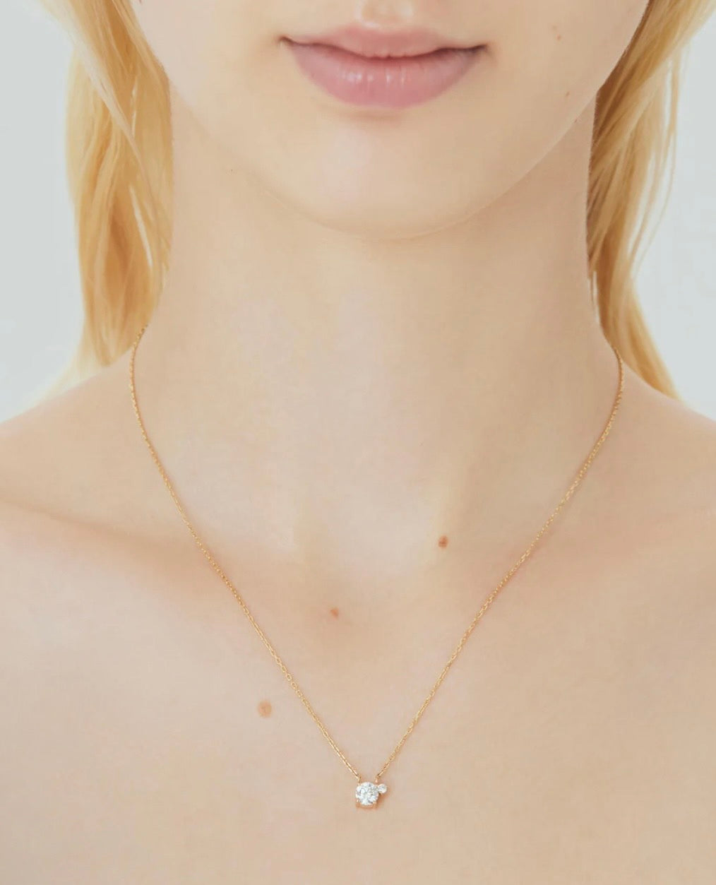 TWO K18YG 0.5ct ROUND NECKLACE