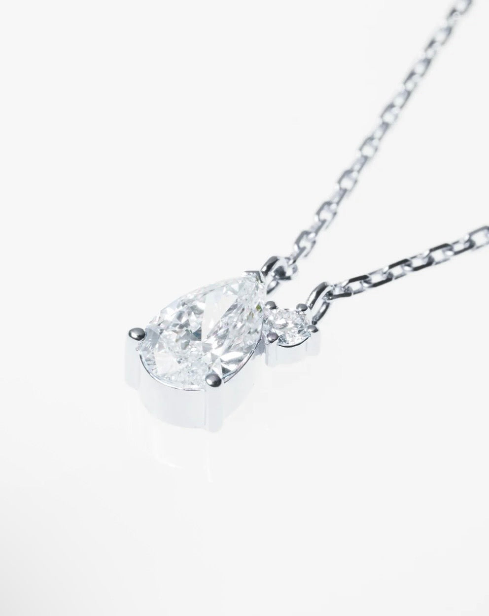 TWO PT850 0.5CT PEAR NECKLACE
