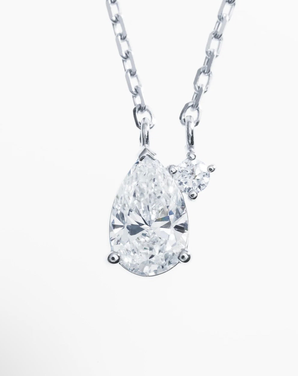 TWO PT850 0.5CT PEAR NECKLACE