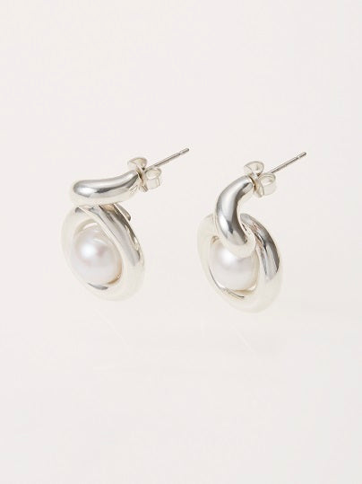 CONTOURS PEARL PIERCED EARRINGS