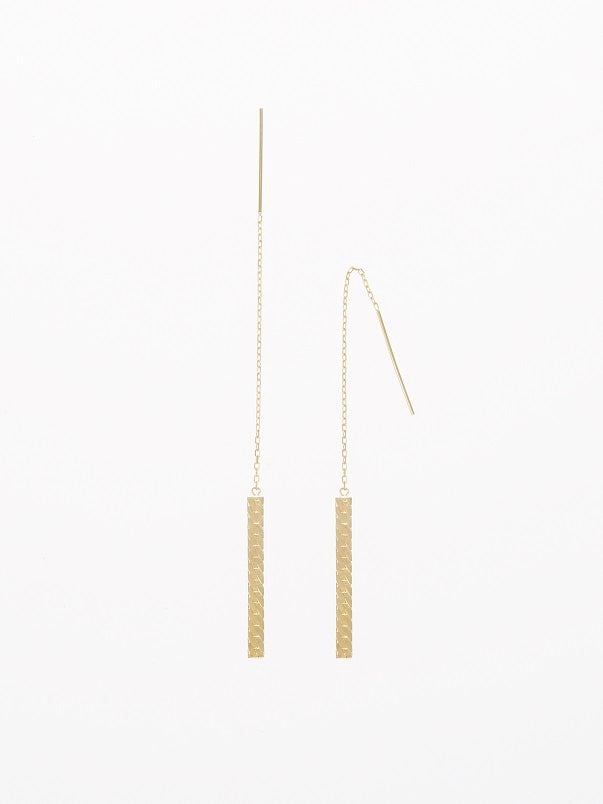 HERRINGBONE K18 CHAIN PIERCED EARRING