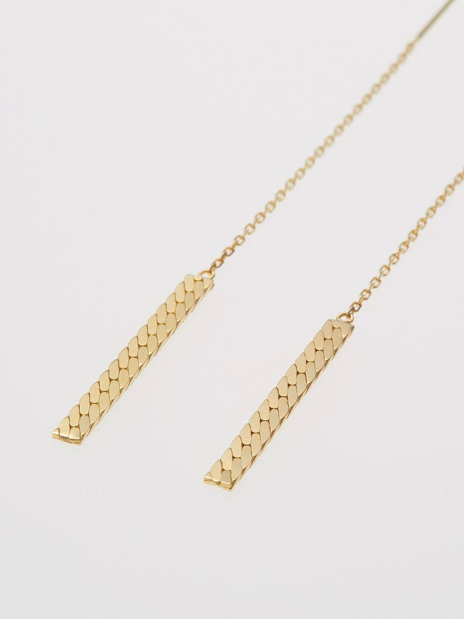 HERRINGBONE K18 CHAIN PIERCED EARRING