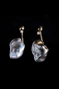 KESHI PEARL 10KYG STUD PIERCED EARRINGS / BLACK