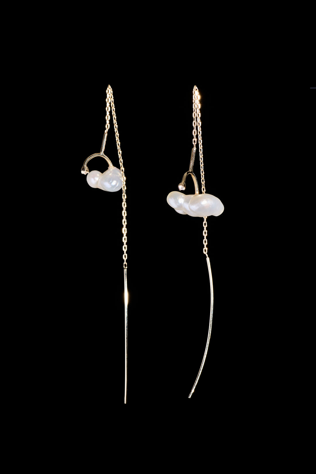 KESHI PEARL 10KYG CHAIN PIERCED EARRINGS / WHITE