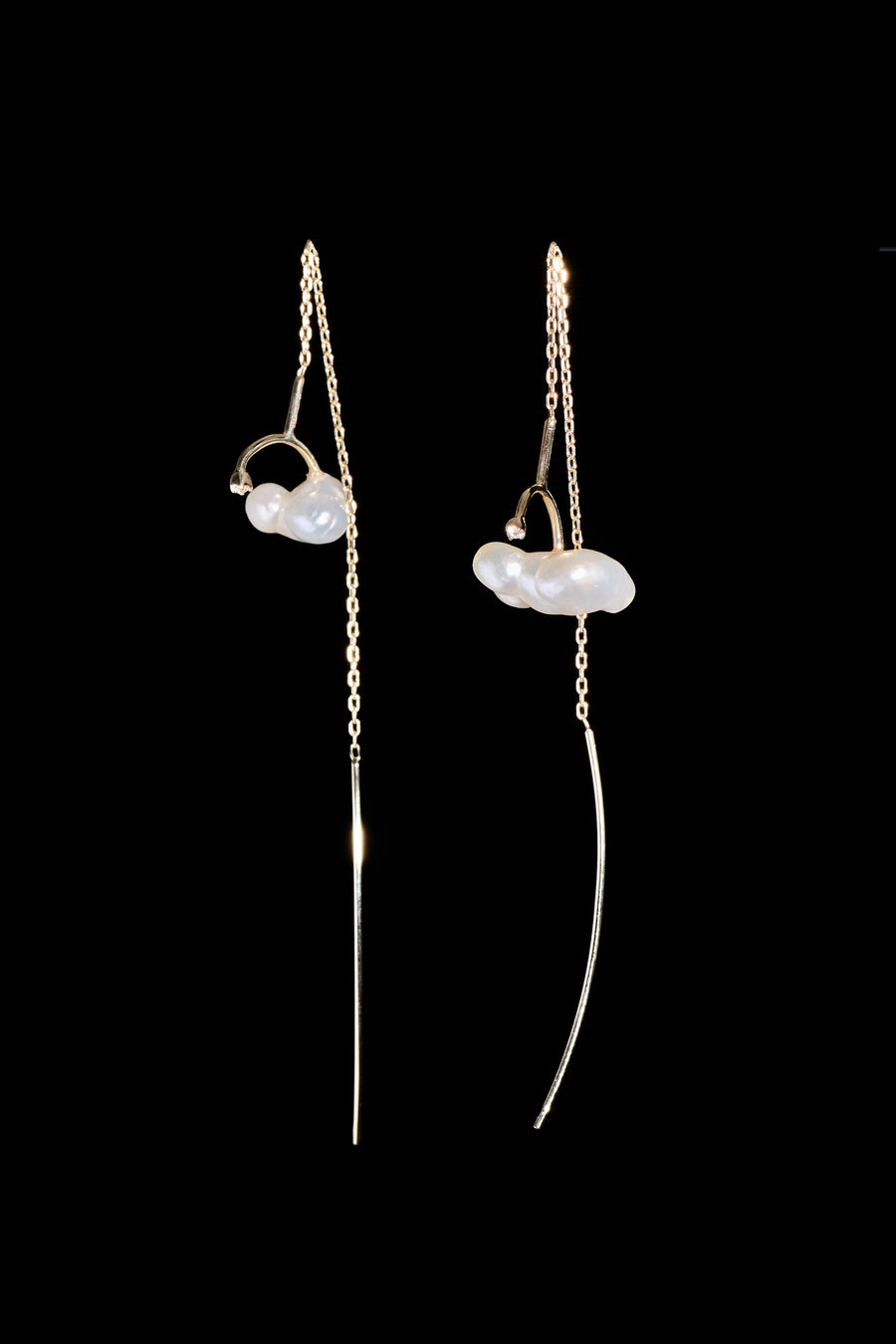 KESHI PEARL 10KYG CHAIN PIERCED EARRINGS / WHITE