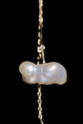 KESHI PEARL 10KYG CHAIN PIERCED EARRINGS / WHITE