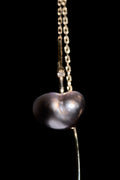 KESHI PEARL 10KYG CHAIN PIERCED EARRINGS / BLACK