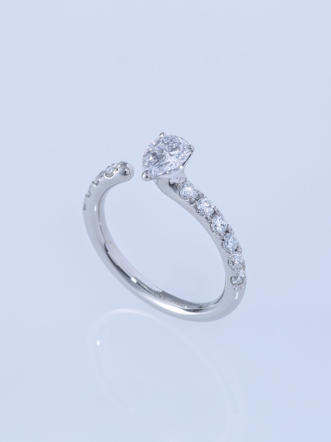 ONE PT900 PEAR 0.5CT HALF ETERNITY RING
