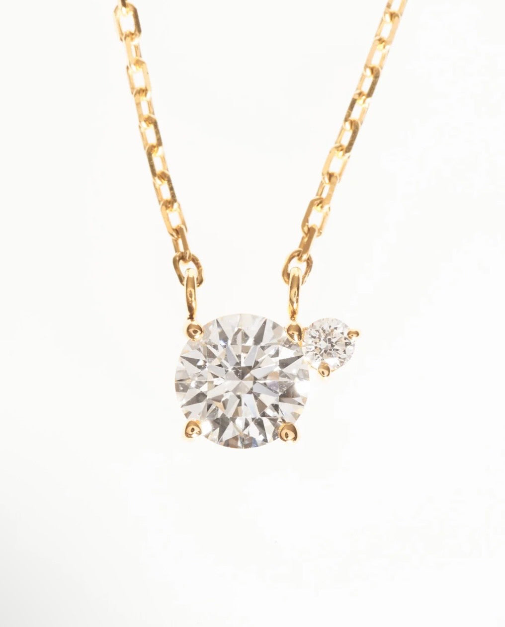 TWO K18YG 0.5ct ROUND NECKLACE