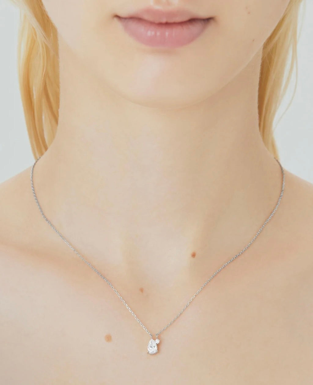 TWO PT850 0.5CT PEAR NECKLACE