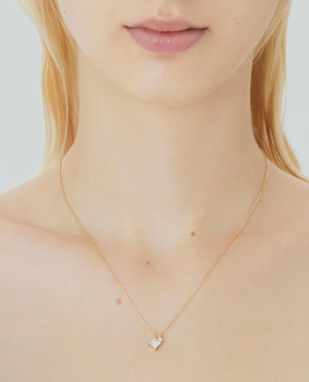 TWO K18YG 0.5CT PRINCESS NECKLACE