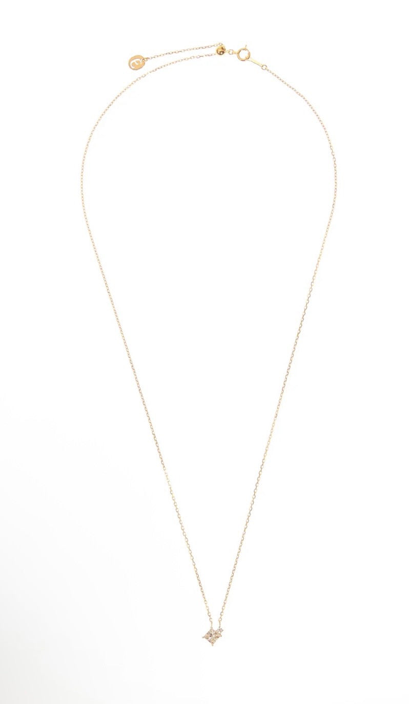 TWO K18YG 0.5CT PRINCESS NECKLACE
