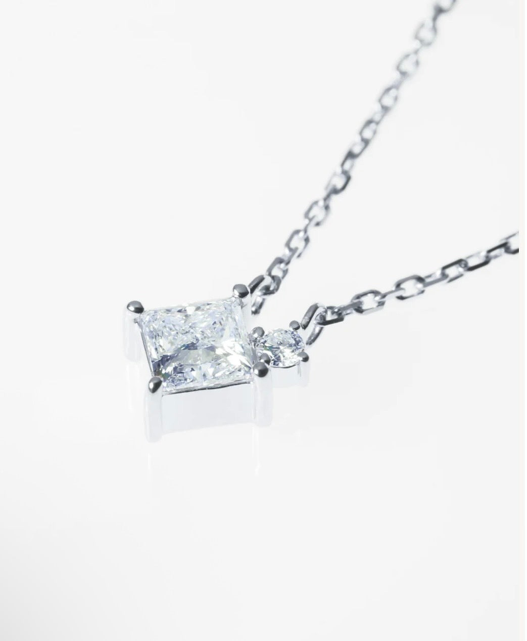 TWO PT850 0.5CT PRINCESS NECKLACE