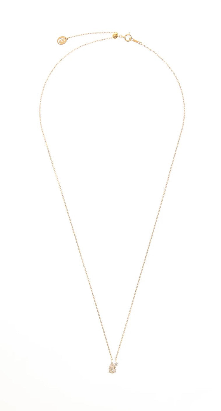 TWO K18YG 0.5CT PEAR NECKLACE